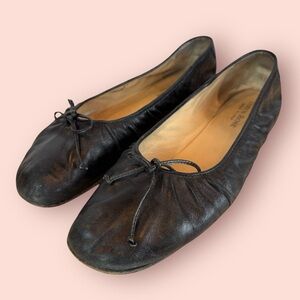 Taryn Rose | Black Leather Ballet Flat, 9.5/40